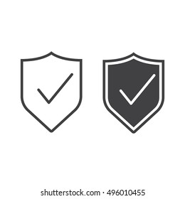 Shield With Check Mark line icon, guard outline and filled vector sign, linear and full pictogram isolated on white, logo illustration
