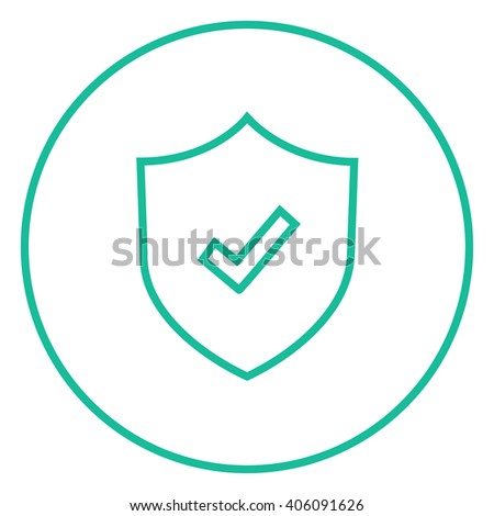Shield with check mark line icon.