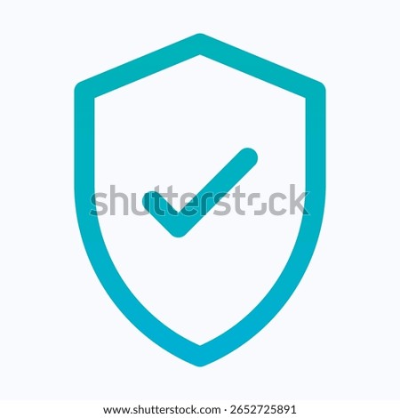 Shield With Check Mark Lineal Gradient Icon For User Interface, Isolated Vector Icon.