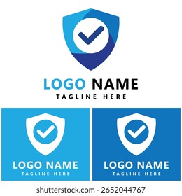 Shield check mark logo design template victor