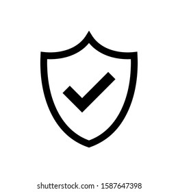 Shield check mark logo icon isolated on white background. Protection approve sign. Safe icon vector