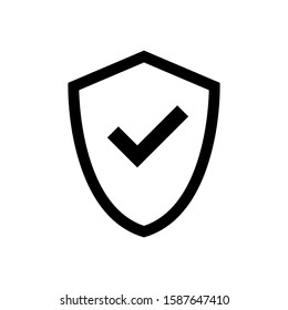 Shield check mark logo icon isolated on white background. Protection approve sign. Safe icon vector