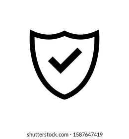 Shield check mark logo icon isolated on white background. Protection approve sign. Safe icon vector