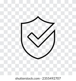 Icono del logotipo de marca Escudo. Ilustración vectorial del blindaje con la garrapata derecha sobre el fondo blanco
