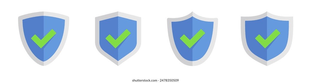 Shield check mark logo icon set. Safety icon set.