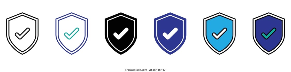 Shield check mark logo icon design template, vector illustration. stock vector. 