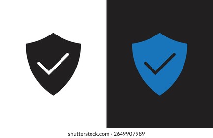 Shield with check mark logo icon. Great logo icon for, industrial office, social media, entertainment and web.