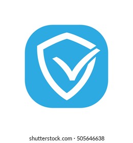 Shield check mark logo icon vector EPS 10, abstract sign security concept  flat design,  illustration modern isolated badge for website or app - stock info graphics