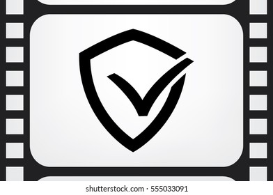 Shield check mark logo icon vector EPS 10, abstract sign security concept  flat design,  illustration modern isolated badge for website or app - stock info graphics