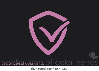 Shield check mark logo icon vector EPS 10, abstract sign security concept  flat design,  illustration modern isolated badge for website or app - stock info graphics