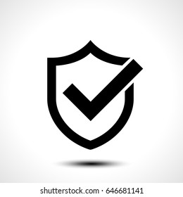 Shield check mark logo icon design template element/ Vector illustration of shield with right tick on white background