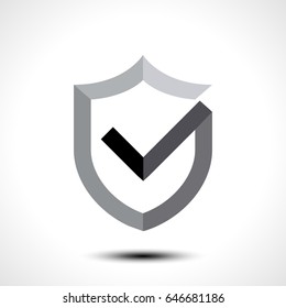 Shield check mark logo icon design template element/ Vector illustration of shield with right tick on white background