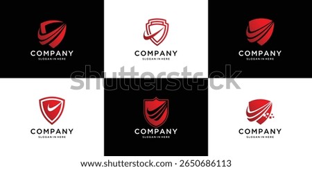Shield check mark logo icon set of collection design template, for business digital technology vector illustration.