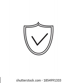 Un escudo con una marca de verificación en el medio. El concepto del icono de protección. Plantilla de diseño de logotipo.
