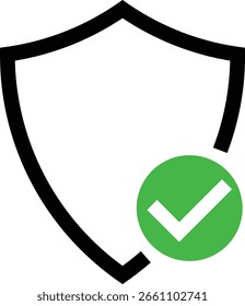 Marca de seleção de escudo. símbolo de privacidade. Símbolos aprovados. garantia e segurança da marca de seleção. Sinal de proteção de segurança.