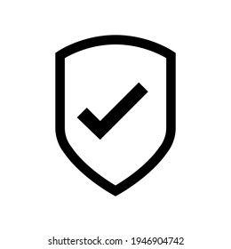 Shield check mark. Quality icon, protection logo isolated on white background