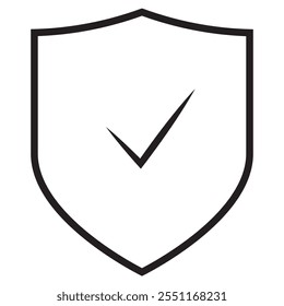Escudo com marca de seleção. Ícone de vetor de proteção segura. Símbolo de marca