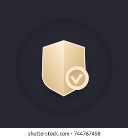 Shield with check mark, security vector logo