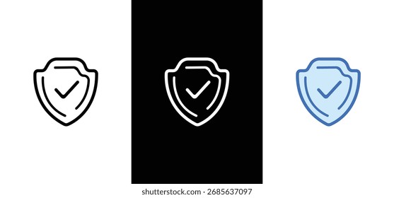 Marca de seleção de blindagem definida. Símbolo de segurança de proteção de blindagem.