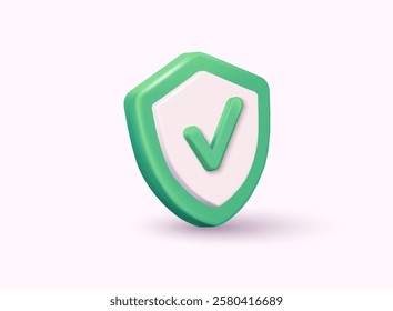 Shield with check mark sign. Security, guaranteed icon. 3D Web Vector Illustrations. 3D Web Vector Illustrations. 