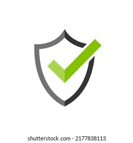 Shield with check mark, tick symbol. Secured, protection vector icon.