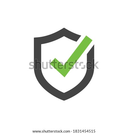 Shield with check mark, tick symbol. Secured, protection vector icon.