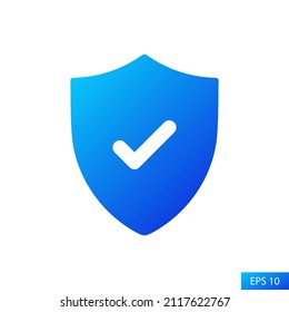 Shield check mark vector icon in flat style design for website design, app, UI, isolated on white background. Security concept. EPS 10 vector illustration.