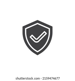 Shield with check mark vector icon. filled flat sign for mobile concept and web design. Secure shield glyph icon. Symbol, logo illustration. Vector graphics