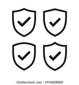 Marcar el conjunto de iconos vectores vector de ilustración de contorno de símbolo de escudo.