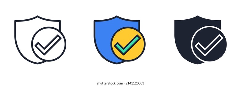 shield and check marks icon symbol template for graphic and web design collection logo vector illustration