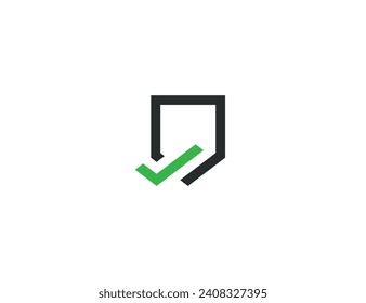 Shield Check Security Logo Concept icon symbol sign Element Design. Tick, Protection, Cyber, Guardian Logotype. Vector illustration template