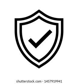Shield check security thin line icon. Black shield with check mark outline icon. Editable stroke vector.