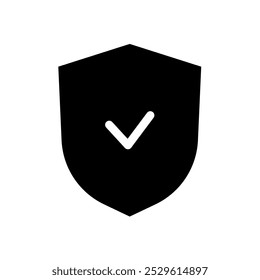 Escudo con el signo del cheque, icono del Vector de la protección