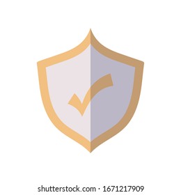 shield with check symbol over white background, flat style, vector illustration