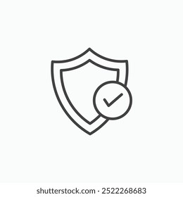 Shield checkline in Thin line black color. flat simple vector symbols illustration.