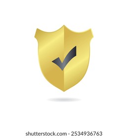 shield checklist gold black vector design illustration