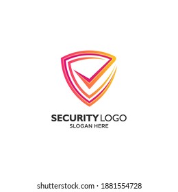 Plantilla de diseño de logotipo de escudo y lista de comprobación	