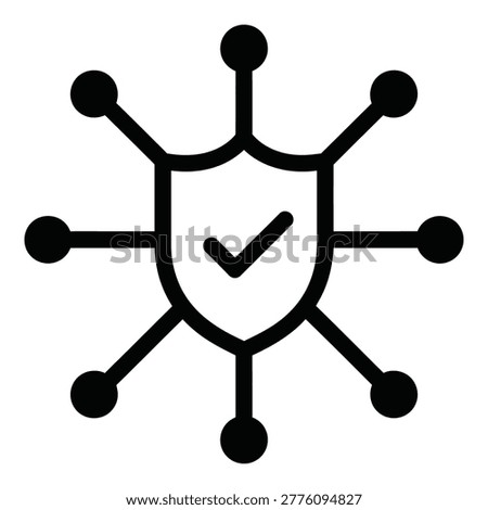 Shield with checkmark and connected nodes icon for security and protection concepts icon
