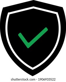 shield with checkmark icon isolated sign symbol vector illustration - high quality black style. yes mark