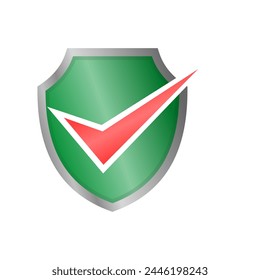 Blindaje con un icono de marca de verificación y diseño de logotipo. Símbolo de protección y seguridad. Ilustración vectorial