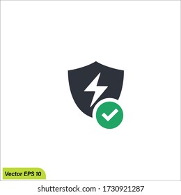 shield and checkmark icon, protection available symbol illustration on white background. Vector eps 10.