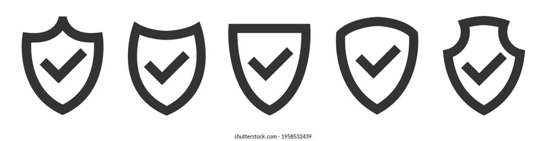 Shield with checkmark icon set