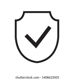Shield with checkmark icon in trendy outline style design. Vector graphic illustration. Suitable for website design, logo, mobile app and ui. Editable vector stroke. EPS 10.