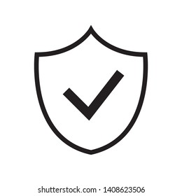 Shield with checkmark icon in trendy outline style design. Vector graphic illustration. Suitable for website design, logo, mobile app and ui. Editable vector stroke. EPS 10.