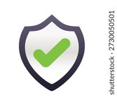 Shield with checkmark icon vector illustration,  verified protection shield symbol vector, secure guarantee shield check symbol vector

