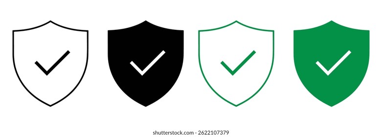 Shield with checkmark icon vector on white background