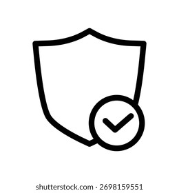 shield with checkmark inside of circle outline icon vector design good for web or mobile app