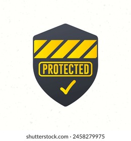 Shield with a checkmark in the middle. Privacy security Protection icon concept. Stock vector illustration isolated