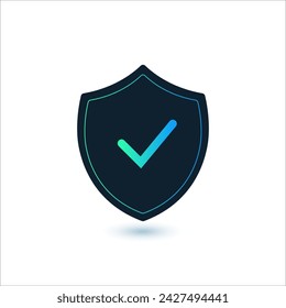 Shield with a checkmark in the middle Protection icon concept. privacy protection symbol. firewall icon. Stock vector illustration isolated on white background.