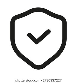 Shield with checkmark professional line icon. Professional Line Vector Icon with modern protection and verification concept, minimal clean outline design and scalable security symbol
